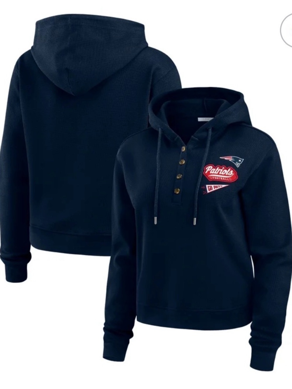 New England Patriots Women’s Navy Hoodie Pullover Waffle Knit Size XL